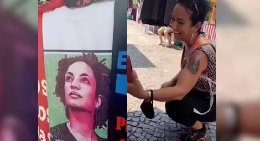 Bolsonarista agride mulher que vendia camisetas de Marielle e Lula