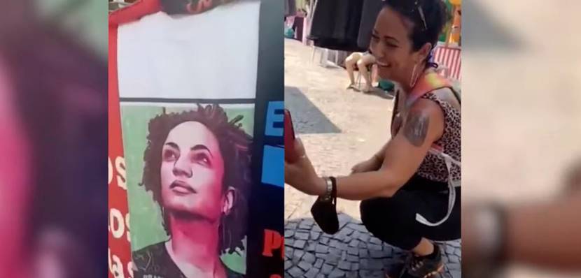 Bolsonarista agride mulher que vendia camisetas de Marielle e Lula