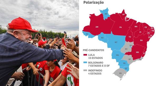 Lula lidera as intenções de votos em 15 estados brasileiros
