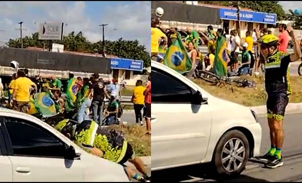 Bolsonarista se joga em carro quase parando para simular atropelamento