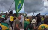 Bolsonaristas terroristas agridem policial militar da cavalaria e atacam cavalo